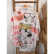 Chemise coton Snoopy brod� grande taille