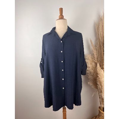 Chemise unie en crêpe de viscose grande taille