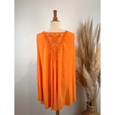 Débardeur tunique papillon dos crochet bohème grande taille