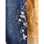 Jean coupe mom broderie fleurs cuisse grande taille