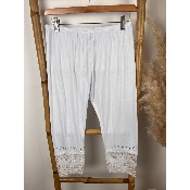 Legging court dentelle blanc grande taille