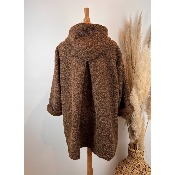 Manteau à capuche effet laine bouillie duveteuse grande taille