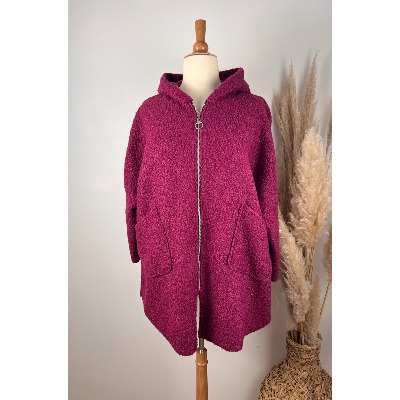 Manteau à capuche laine bouclette grande taille