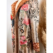 Manteau en suédine imprimée inspiration Frida