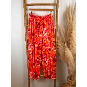 Palazzo pantalon fluide imprim� orange / framboise grande taille