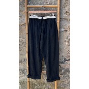 Pantalon 7/8 ème lin et coton + ceinture grande taille