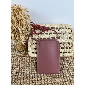 Pochette téléphone en cuir lisse - vieux rose