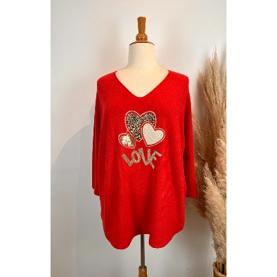Pull love cœur léopard grande taille