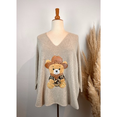 Pull ours cowboy léopard grande taille