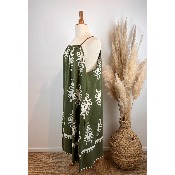 Robe longue bretelles imprimé graphique grande taille