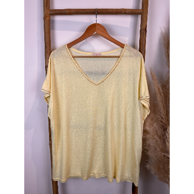 T-shirt col lurex brillant grande taille