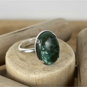 Bague cabochon turquoise d'Inde en argent 925 grande taille