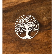 Broche arbre de vie cercl� acier inoxydable