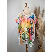 Chemise coton légère perroquet léopard  grande taille