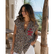 Chemise sans manches léopard multicolore grande taille