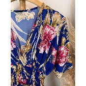 Combinaison magique fleurie du 38 au 52 fond bleu roi