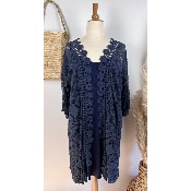 Kimono mi-long dentelle bohème grande taille