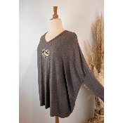 Pull coeur léopard marron oversize 56-58 grande taille
