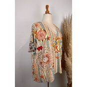 Pull lurex manches courtes soleils cœur grande taille