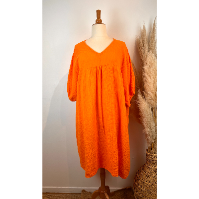 Robe longue en gaze de coton unie grande taille 