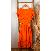 Robe longue coton cache-cœur broderie anglaise grande taille