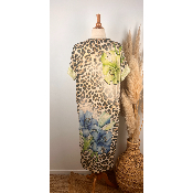 Robe longue lurex "Happy place" léopard grande taille
