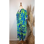 Robe viscose imprimée grande taille bleu / vert