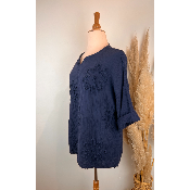 Tunique en gaze de coton fleurs grande taille