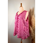 Tunique sans manches vichy froufrous grande taille