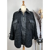 Manteau veste en laine bouillie noire 54 56