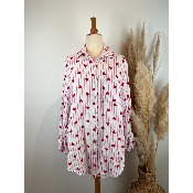 Chemise en gaze de coton rayures cœurs grande taille 50-54