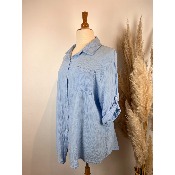 Chemise manches courtes gaze de coton unie grande taille 44 /50