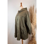 Imperméable à capuche mi-long grande taille