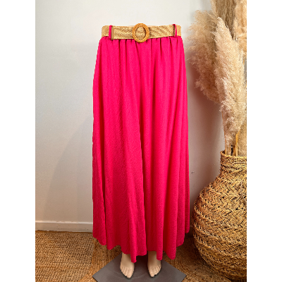 Jupe longue unie fluide avec ceinture grande taille