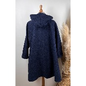 Manteau chiné laine capuche grande taille
