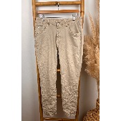 Pantalon jean beige délavé froissé boutons Karostar du 38 au 48