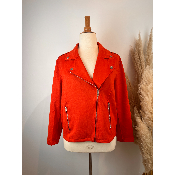 Veste perfecto en suédine grande taille rouge orangé