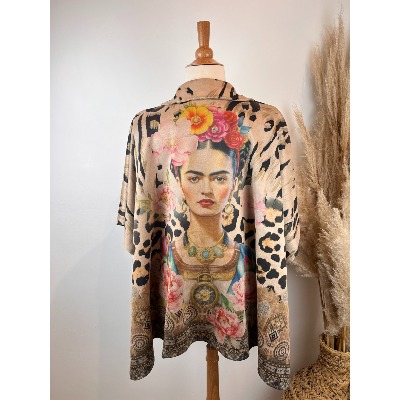 Poncho Veste en suédine Frida grande taille