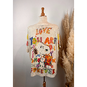 Pull lurex manches courtes Snoopy grande taille
