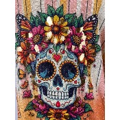 Pull fin lurex manches courtes Tête de mort Calavera grande taille