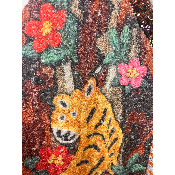Pull maille poilue tigres art naif grande taille