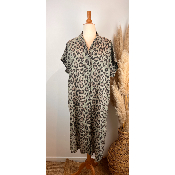 Robe chemise en coton léopard Ibiza grande taille