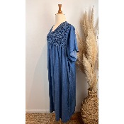Robe longue en tencel haut smocké grande taille