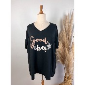 T-shirt bohème coton good vibes grande taille