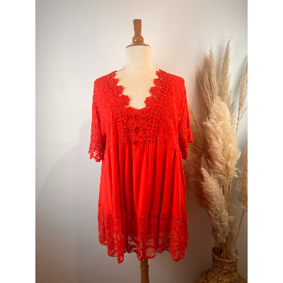 Tunique bohème dentelle & crochet grande taille