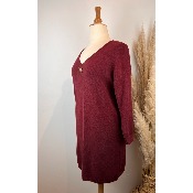 Robe pull mailles uni + broche amovible grande taille