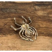 Grosse Broche Araignée Ancienne - En Laiton Et Pierre Verte, Numérotée 162, Occasion Bon état