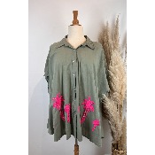 Chemise en voile de coton palmiers grande taille
