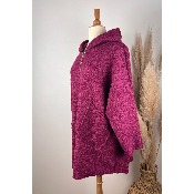 Manteau à capuche laine bouclette grande taille