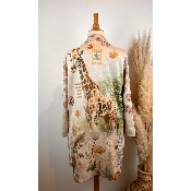 Manteau en su�dine imprim�e girafe